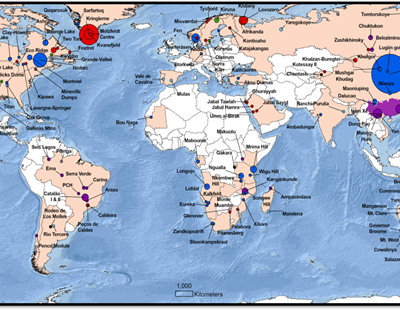 REE deposits by type and estimated Total Rare Earth Oxides (TREO)